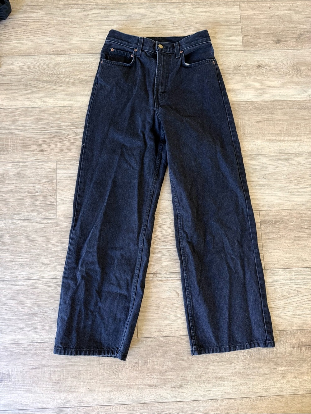 B SIDES Women's Relaxed Black Wide-Leg Jeans